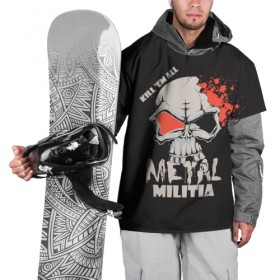 Накидка на куртку 3D с принтом Призрак рока в Санкт-Петербурге, 100% полиэстер |  | metal | кровь | метал | мызыка | новинки | рок | тяжелый | череп