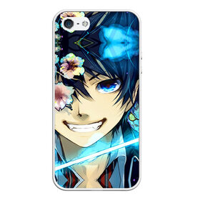 Чехол для iPhone 5/5S матовый с принтом Blue Exorcist в Санкт-Петербурге, Силикон | Область печати: задняя сторона чехла, без боковых панелей | anime | ao no exorcist | экзорцист