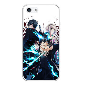 Чехол для iPhone 5/5S матовый с принтом Blue Exorcist в Санкт-Петербурге, Силикон | Область печати: задняя сторона чехла, без боковых панелей | anime | ao no exorcist | blue exorcist | аниме | синий экзорцист | экзорцист