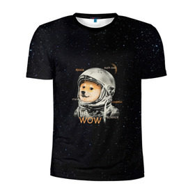 Мужская футболка 3D спортивная с принтом Doge в Санкт-Петербурге, 100% полиэстер с улучшенными характеристиками | приталенный силуэт, круглая горловина, широкие плечи, сужается к линии бедра | dog | doge | mem | memes | space | wow | доге | космос | мемы | собака