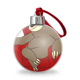 Ёлочный шар с принтом Ленивец в Санкт-Петербурге, Пластик | Диаметр: 77 мм | крутой | ленивец | лень