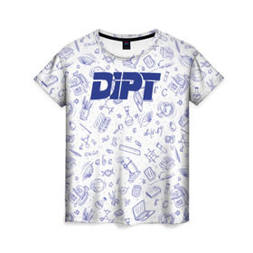 Женская футболка 3D с принтом DIPT в Санкт-Петербурге, 100% полиэфир ( синтетическое хлопкоподобное полотно) | прямой крой, круглый вырез горловины, длина до линии бедер | 
