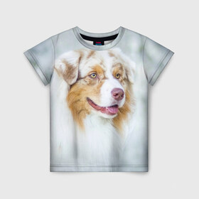 Детская футболка 3D с принтом Друг в Санкт-Петербурге, 100% гипоаллергенный полиэфир | прямой крой, круглый вырез горловины, длина до линии бедер, чуть спущенное плечо, ткань немного тянется | голова животного | кутёнок | прикольные картинки | собака | щенок