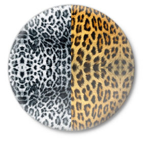Значок с принтом Леопард/Снежный Барс в Санкт-Петербурге,  металл | круглая форма, металлическая застежка в виде булавки | textures | барс | животное | леопард | пятна | снежный | текстура | чёрное с белым
