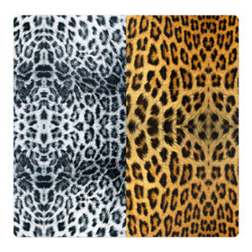 Магнитный плакат 3Х3 с принтом Леопард/Снежный Барс в Санкт-Петербурге, Полимерный материал с магнитным слоем | 9 деталей размером 9*9 см | textures | барс | животное | леопард | пятна | снежный | текстура | чёрное с белым