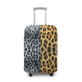 Чехол для чемодана 3D с принтом Леопард/Снежный Барс в Санкт-Петербурге, 86% полиэфир, 14% спандекс | двустороннее нанесение принта, прорези для ручек и колес | textures | барс | животное | леопард | пятна | снежный | текстура | чёрное с белым