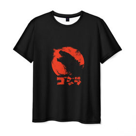 Мужская футболка 3D с принтом Godzilla в Санкт-Петербурге, 100% полиэфир | прямой крой, круглый вырез горловины, длина до линии бедер | Тематика изображения на принте: cinema | film | godzilla | monster | годзила | годзилла | кино | монстр | фильм