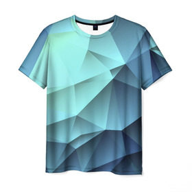 Мужская футболка 3D с принтом Polygon blue в Санкт-Петербурге, 100% полиэфир | прямой крой, круглый вырез горловины, длина до линии бедер | Тематика изображения на принте: полигон | текстура