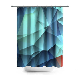Штора 3D для ванной с принтом Polygon blue в Санкт-Петербурге, 100% полиэстер | плотность материала — 100 г/м2. Стандартный размер — 146 см х 180 см. По верхнему краю — пластиковые люверсы для креплений. В комплекте 10 пластиковых колец | Тематика изображения на принте: полигон | текстура