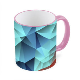 Кружка 3D с принтом Polygon blue в Санкт-Петербурге, керамика | ёмкость 330 мл | Тематика изображения на принте: полигон | текстура