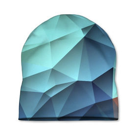 Шапка 3D с принтом Polygon blue в Санкт-Петербурге, 100% полиэстер | универсальный размер, печать по всей поверхности изделия | полигон | текстура