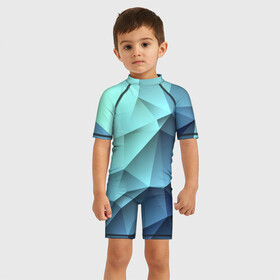 Детский купальный костюм 3D с принтом Polygon blue в Санкт-Петербурге, Полиэстер 85%, Спандекс 15% | застежка на молнии на спине | полигон | текстура