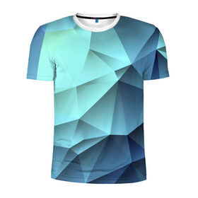 Мужская футболка 3D спортивная с принтом Polygon blue в Санкт-Петербурге, 100% полиэстер с улучшенными характеристиками | приталенный силуэт, круглая горловина, широкие плечи, сужается к линии бедра | Тематика изображения на принте: полигон | текстура