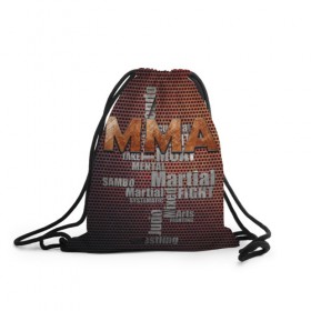 Рюкзак-мешок 3D с принтом MMA в Санкт-Петербурге, 100% полиэстер | плотность ткани — 200 г/м2, размер — 35 х 45 см; лямки — толстые шнурки, застежка на шнуровке, без карманов и подкладки | judo | mixed | mma | sambo | wrestling