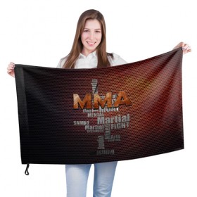 Флаг 3D с принтом MMA в Санкт-Петербурге, 100% полиэстер | плотность ткани — 95 г/м2, размер — 67 х 109 см. Принт наносится с одной стороны | judo | mixed | mma | sambo | wrestling