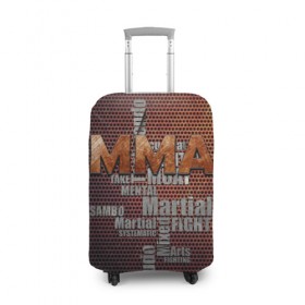 Чехол для чемодана 3D с принтом MMA в Санкт-Петербурге, 86% полиэфир, 14% спандекс | двустороннее нанесение принта, прорези для ручек и колес | judo | mixed | mma | sambo | wrestling