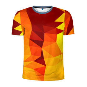 Мужская футболка 3D спортивная с принтом Golden в Санкт-Петербурге, 100% полиэстер с улучшенными характеристиками | приталенный силуэт, круглая горловина, широкие плечи, сужается к линии бедра | Тематика изображения на принте: геометрия | полигоны | разноцветный | треугольники | яркий