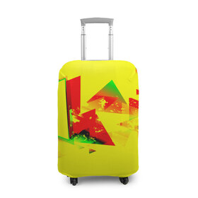 Чехол для чемодана 3D с принтом Тrible в Санкт-Петербурге, 86% полиэфир, 14% спандекс | двустороннее нанесение принта, прорези для ручек и колес | геометрия | желтый | треугольник | яркий