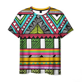 Мужская футболка 3D с принтом Зимбабве в Санкт-Петербурге, 100% полиэфир | прямой крой, круглый вырез горловины, длина до линии бедер | африка | орнамент | этнический | этно
