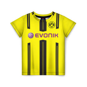 Детская футболка 3D с принтом Borussia Dortmund в Санкт-Петербурге, 100% гипоаллергенный полиэфир | прямой крой, круглый вырез горловины, длина до линии бедер, чуть спущенное плечо, ткань немного тянется | Тематика изображения на принте: боруссия | дортмунд