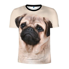 Мужская футболка 3D спортивная с принтом Мопс в Санкт-Петербурге, 100% полиэстер с улучшенными характеристиками | приталенный силуэт, круглая горловина, широкие плечи, сужается к линии бедра | мопс | мопсы | песик | песики | собака | собаки