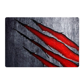 Магнитный плакат 3Х2 с принтом Следы когтей на металле в Санкт-Петербурге, Полимерный материал с магнитным слоем | 6 деталей размером 9*9 см | когти | красный | металл | серебристый | следы | текстура
