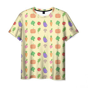 Мужская футболка 3D с принтом Рай вегетарианца в Санкт-Петербурге, 100% полиэфир | прямой крой, круглый вырез горловины, длина до линии бедер | вегетарианцы | забавные | необычные | овощи | приколы