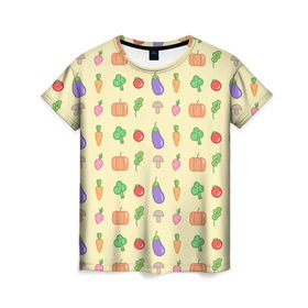 Женская футболка 3D с принтом Рай вегетарианца в Санкт-Петербурге, 100% полиэфир ( синтетическое хлопкоподобное полотно) | прямой крой, круглый вырез горловины, длина до линии бедер | вегетарианцы | забавные | необычные | овощи | приколы