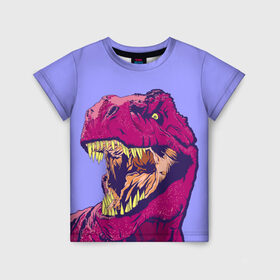 Детская футболка 3D с принтом rex в Санкт-Петербурге, 100% гипоаллергенный полиэфир | прямой крой, круглый вырез горловины, длина до линии бедер, чуть спущенное плечо, ткань немного тянется | Тематика изображения на принте: dinosaur | t rex | динозавр | рекс | тирекс