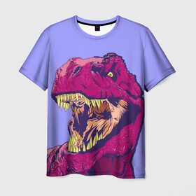 Мужская футболка 3D с принтом rex в Санкт-Петербурге, 100% полиэфир | прямой крой, круглый вырез горловины, длина до линии бедер | dinosaur | t rex | динозавр | рекс | тирекс