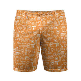 Мужские шорты 3D спортивные с принтом Жизнь на Ямайке в Санкт-Петербурге,  |  | оранжевый | паттерн