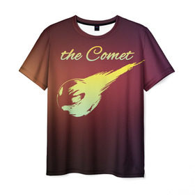 Мужская футболка 3D с принтом Летящая комета в Санкт-Петербурге, 100% полиэфир | прямой крой, круглый вырез горловины, длина до линии бедер | комета | космос | красиво | надписи | планета
