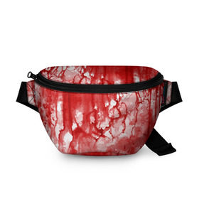 Поясная сумка 3D с принтом Кровь в Санкт-Петербурге, 100% полиэстер | плотная ткань, ремень с регулируемой длиной, внутри несколько карманов для мелочей, основное отделение и карман с обратной стороны сумки застегиваются на молнию | брызги | капли | кровь | ужас | хэллоуин