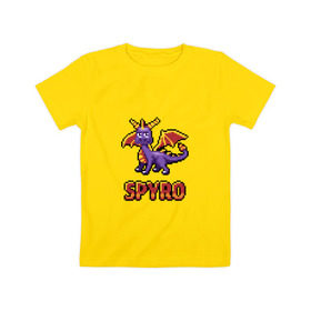 Детская футболка хлопок с принтом Дракон Спайро. 8 bit. в Санкт-Петербурге, 100% хлопок | круглый вырез горловины, полуприлегающий силуэт, длина до линии бедер | dragon | pixel art | spyro | дракон | пиксель арт | спайро