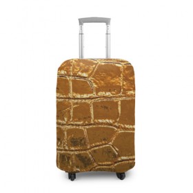 Чехол для чемодана 3D с принтом Золотой Крокодил в Санкт-Петербурге, 86% полиэфир, 14% спандекс | двустороннее нанесение принта, прорези для ручек и колес | gold | texture | глянец | золото | кожа | крокодил | текстура