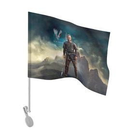 Флаг для автомобиля с принтом Викинги. Рагнар Лодброк в Санкт-Петербурге, 100% полиэстер | Размер: 30*21 см | викинги