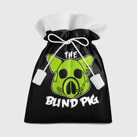 Подарочный 3D мешок с принтом Blind Pig в Санкт-Петербурге, 100% полиэстер | Размер: 29*39 см | Тематика изображения на принте: ад | зеленый | свинья | череп