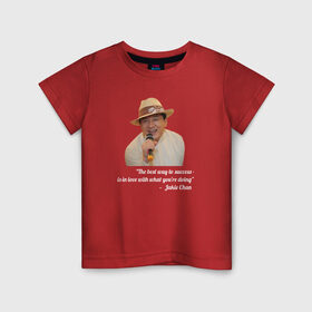 Детская футболка хлопок с принтом Джеки Чан / Jakie Chan в Санкт-Петербурге, 100% хлопок | круглый вырез горловины, полуприлегающий силуэт, длина до линии бедер | actor | chan | cinema | jackie | актёр | джеки чан | кино