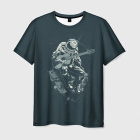 Мужская футболка 3D с принтом Астронавт в Санкт-Петербурге, 100% полиэфир | прямой крой, круглый вырез горловины, длина до линии бедер | music | гитара | звезды | космонавт | космос | музыка