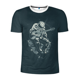 Мужская футболка 3D спортивная с принтом Астронавт в Санкт-Петербурге, 100% полиэстер с улучшенными характеристиками | приталенный силуэт, круглая горловина, широкие плечи, сужается к линии бедра | music | гитара | звезды | космонавт | космос | музыка
