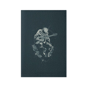 Обложка для паспорта матовая кожа с принтом Астронавт в Санкт-Петербурге, натуральная матовая кожа | размер 19,3 х 13,7 см; прозрачные пластиковые крепления | music | гитара | звезды | космонавт | космос | музыка