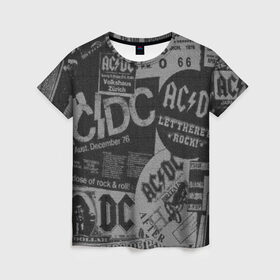 Женская футболка 3D с принтом AC/DC в Санкт-Петербурге, 100% полиэфир ( синтетическое хлопкоподобное полотно) | прямой крой, круглый вырез горловины, длина до линии бедер | ac dc | acdc | рок