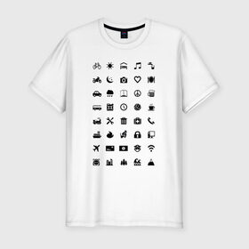 Мужская футболка премиум с принтом Iconspeak в Санкт-Петербурге, 92% хлопок, 8% лайкра | приталенный силуэт, круглый вырез ворота, длина до линии бедра, короткий рукав | знаки | символы | турист