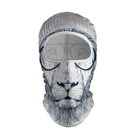 Балаклава 3D с принтом Cool Lion в Санкт-Петербурге, 100% полиэстер, ткань с особыми свойствами — Activecool | плотность 150–180 г/м2; хорошо тянется, но при этом сохраняет форму. Закрывает шею, вокруг отверстия для глаз кайма. Единый размер | красивый | крутой | лев | львица | очки | рисунок | узор