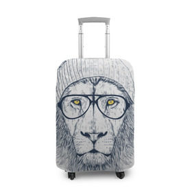 Чехол для чемодана 3D с принтом Cool Lion в Санкт-Петербурге, 86% полиэфир, 14% спандекс | двустороннее нанесение принта, прорези для ручек и колес | красивый | крутой | лев | львица | очки | рисунок | узор