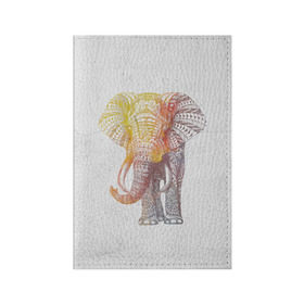 Обложка для паспорта матовая кожа с принтом Solar Elephant в Санкт-Петербурге, натуральная матовая кожа | размер 19,3 х 13,7 см; прозрачные пластиковые крепления | Тематика изображения на принте: красивый | крутой | рисунок | слон | узор
