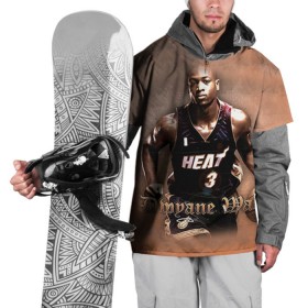 Накидка на куртку 3D с принтом Баскетболист Dwyane Wade в Санкт-Петербурге, 100% полиэстер |  | chicago bulls | баскетбол | буллз | дуэйн уэйд | нба | чикаго
