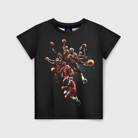 Детская футболка 3D с принтом Michael Jordan в Санкт-Петербурге, 100% гипоаллергенный полиэфир | прямой крой, круглый вырез горловины, длина до линии бедер, чуть спущенное плечо, ткань немного тянется | chicago bulls | michael jeffrey jordan | nba. | баскетбол | баскетболист | вашингтон уизардс | майкл джордан | нба | чикаго | чикаго буллз