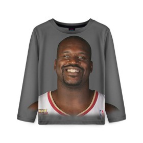 Детский лонгслив 3D с принтом Shaquille O`Neal в Санкт-Петербурге, 100% полиэстер | длинные рукава, круглый вырез горловины, полуприлегающий силуэт
 | shaquille oneal | баскетболист | нба | шакил онил