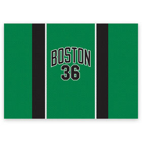 Поздравительная открытка с принтом Boston Celtics 36 в Санкт-Петербурге, 100% бумага | плотность бумаги 280 г/м2, матовая, на обратной стороне линовка и место для марки
 | 36 | boston celtics | shaquille oneal | бостон | бостон селтикс | нба | селтикс | шакил онил